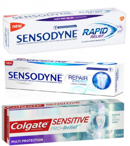 Sensodyne and Colgate sensitive toothpaste